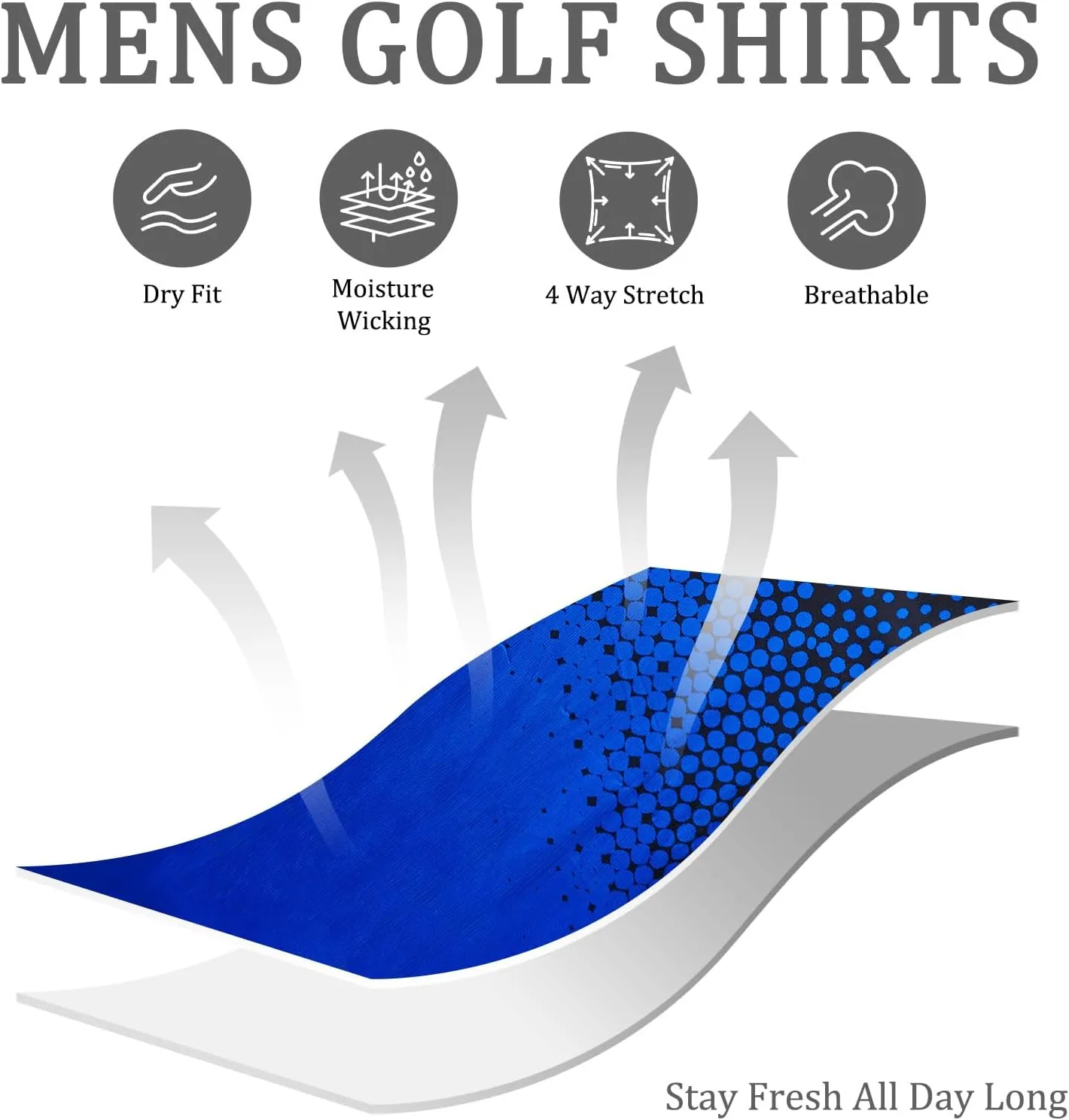 Mens Golf Shirts Short Sleeve Dry Fit Athletic Moisture Wicking Golf Polo Performance Printed Collared Polos