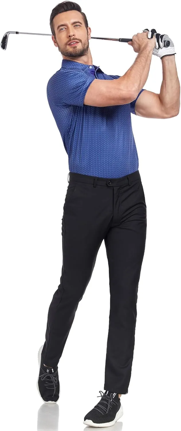 Mens Golf Shirts Short Sleeve Print Dry Fit Moisture Wicking Performance Polo Shirt