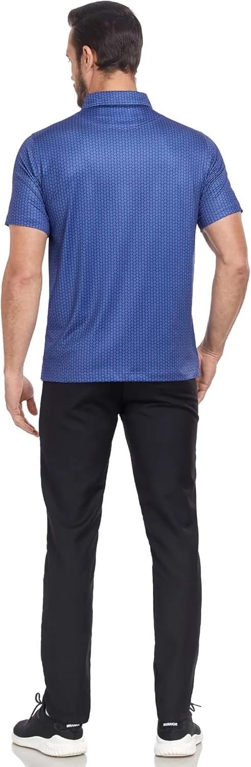 Mens Golf Shirts Short Sleeve Print Dry Fit Moisture Wicking Performance Polo Shirt