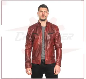Men's Jacket in Genuine Bordeaux Leather
