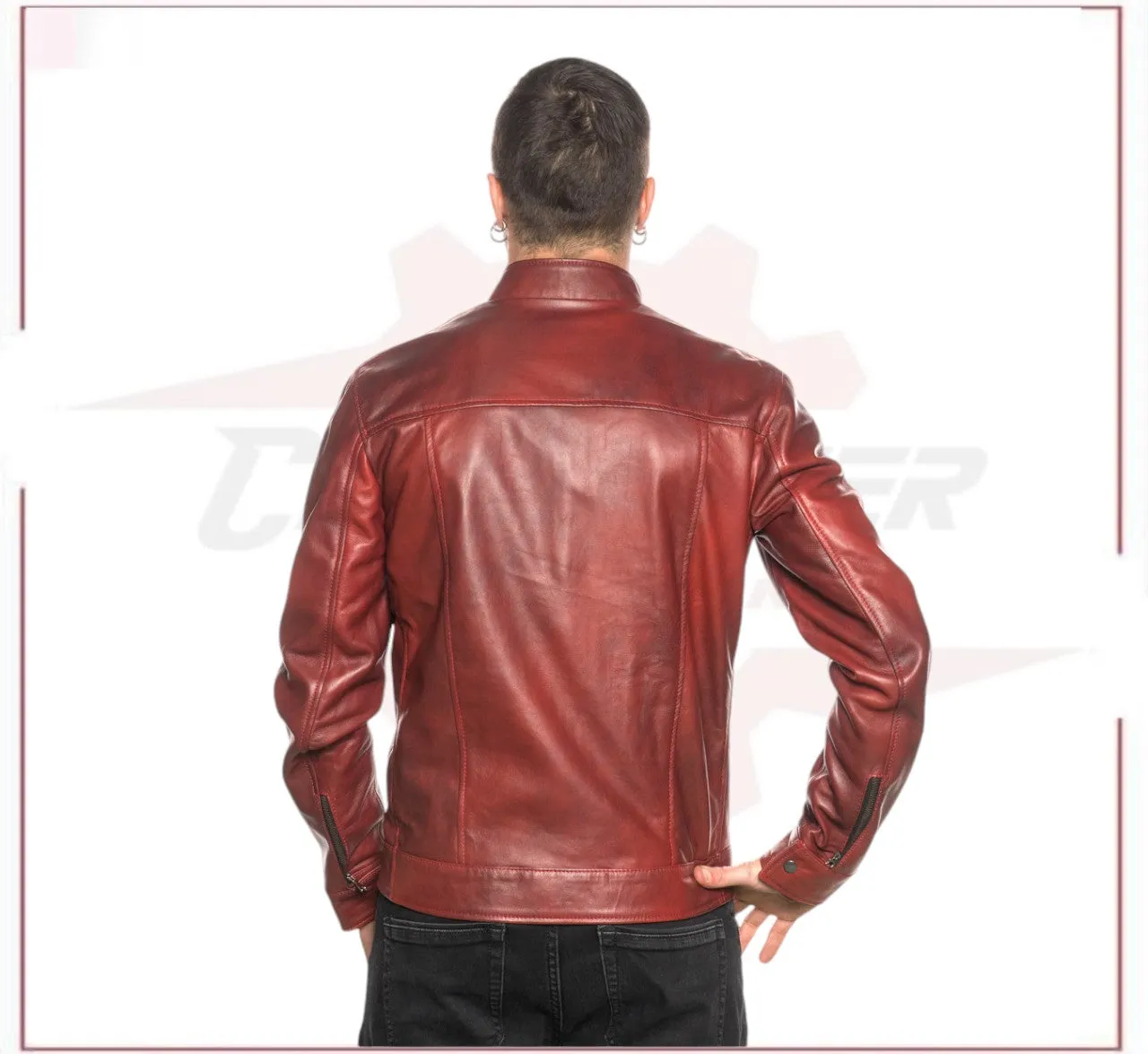 Men's Jacket in Genuine Bordeaux Leather