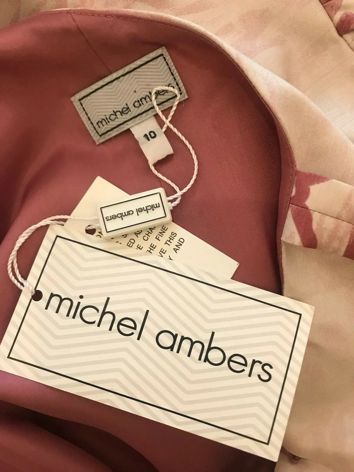 Michel Ambers Pink & Cream Dress UK 10 US 6 EU 38 BNWT RRP £199