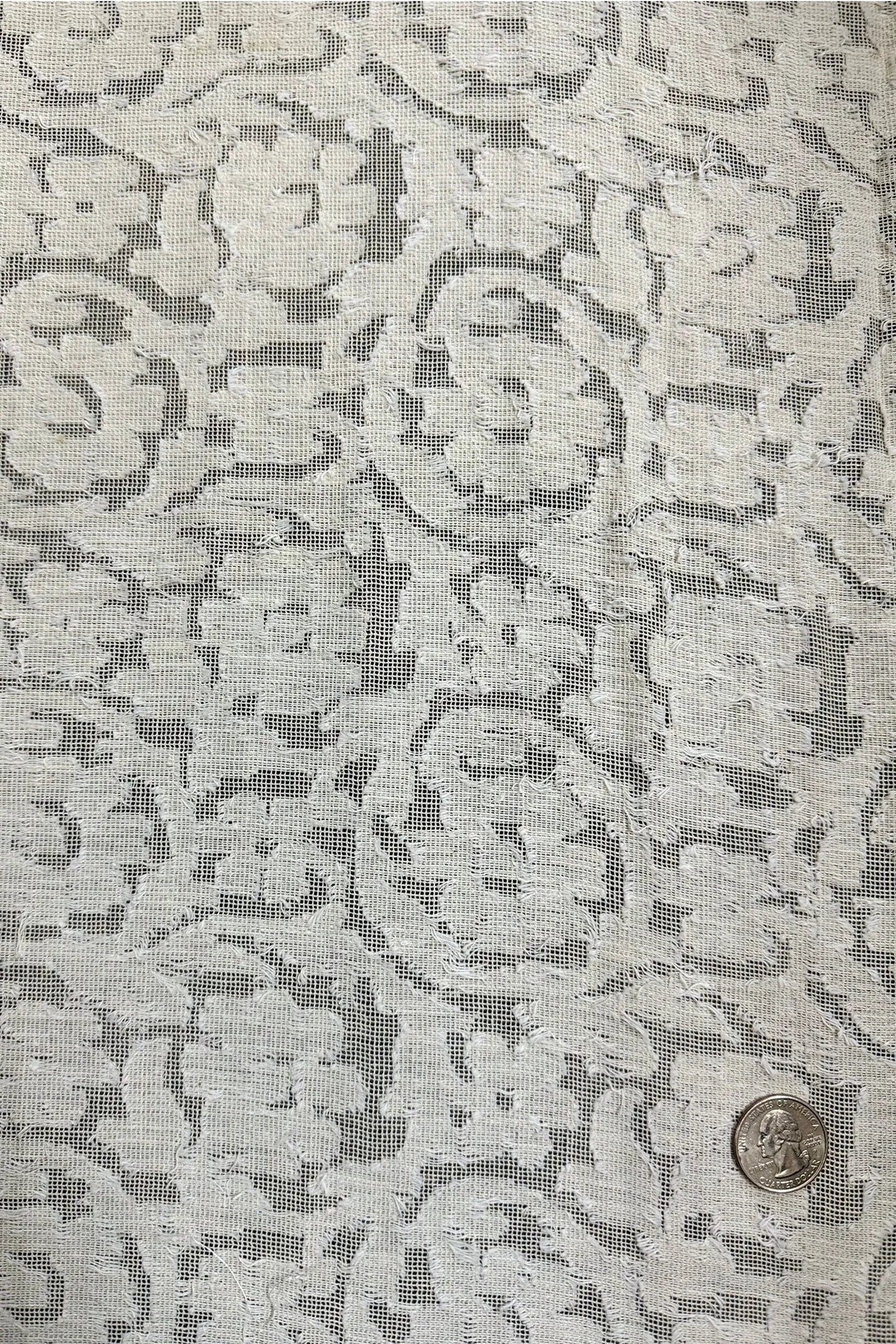 Natural White Patterned Cotton Novelty COT-029