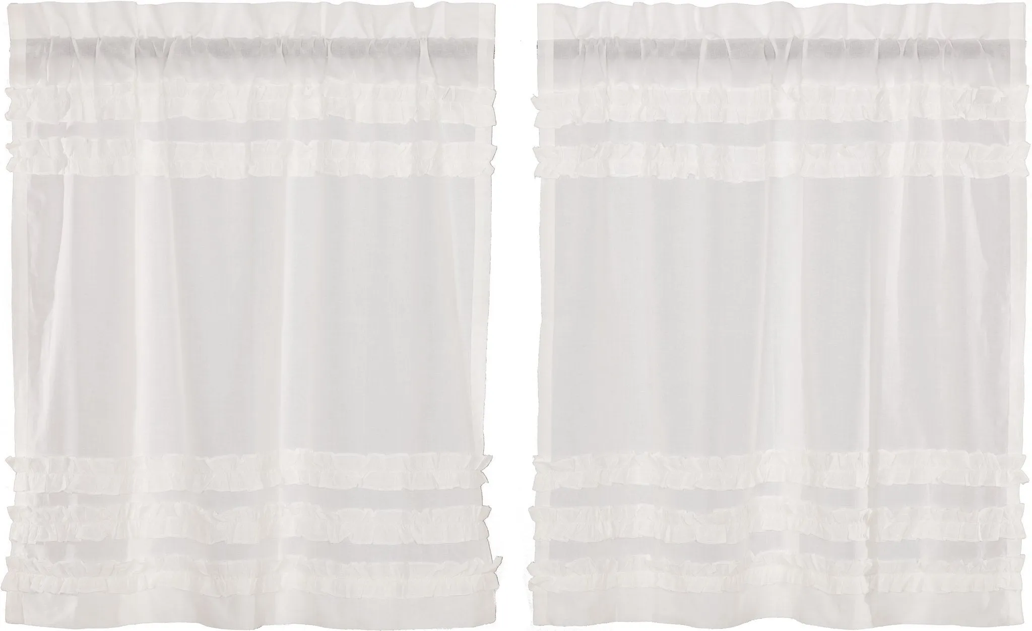 Petticoat Off White Ruffled Sheer Tier Curtains 36"