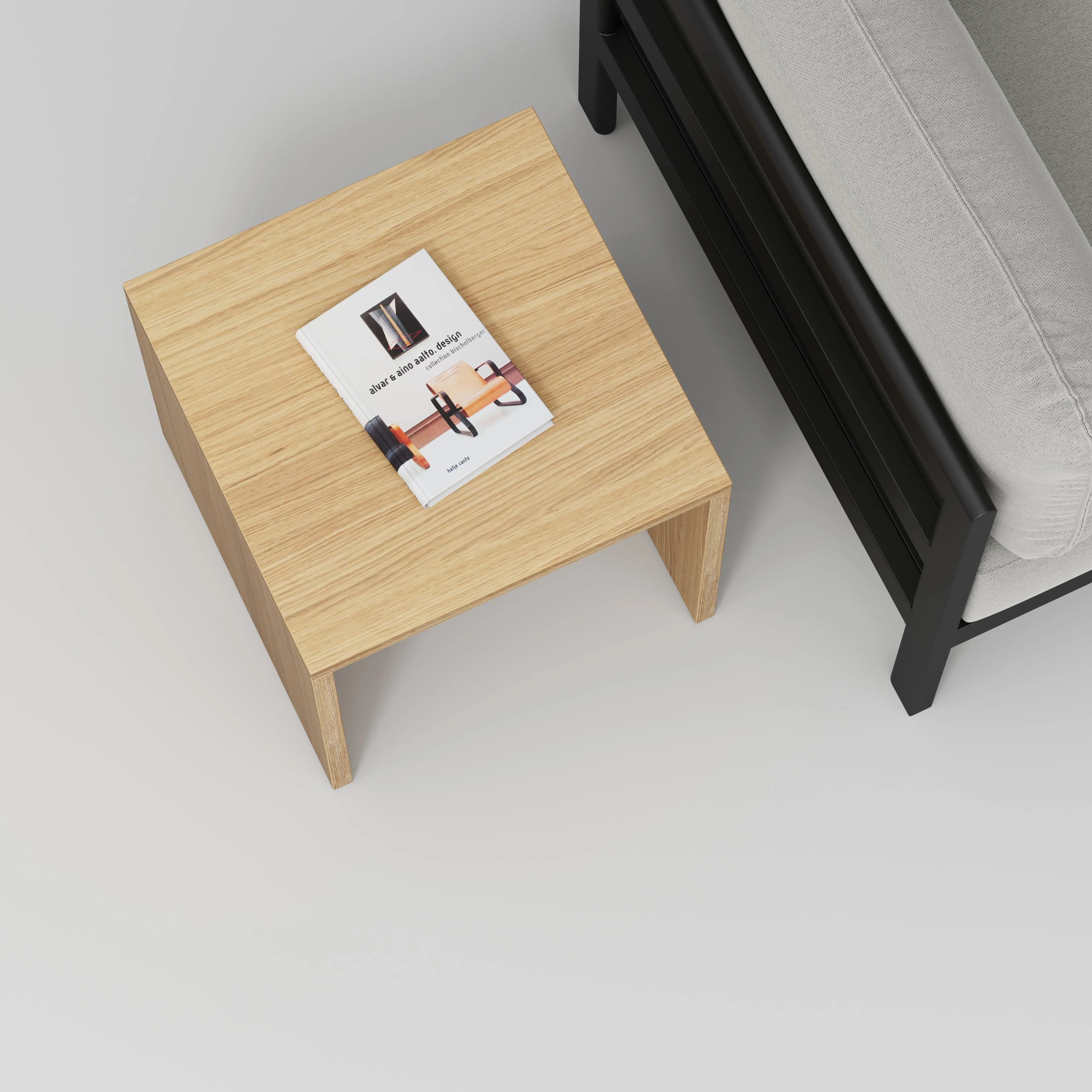 Plywood Side Table with Solid Sides - Plywood Oak - 500(w) x 500(d) x 450(h)