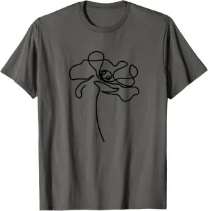 Poppies line art illustration flowers abstract poppy flower T-Shirt