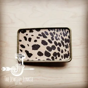 **Rectangle Leather Belt Buckle Cheetah Suede 903y