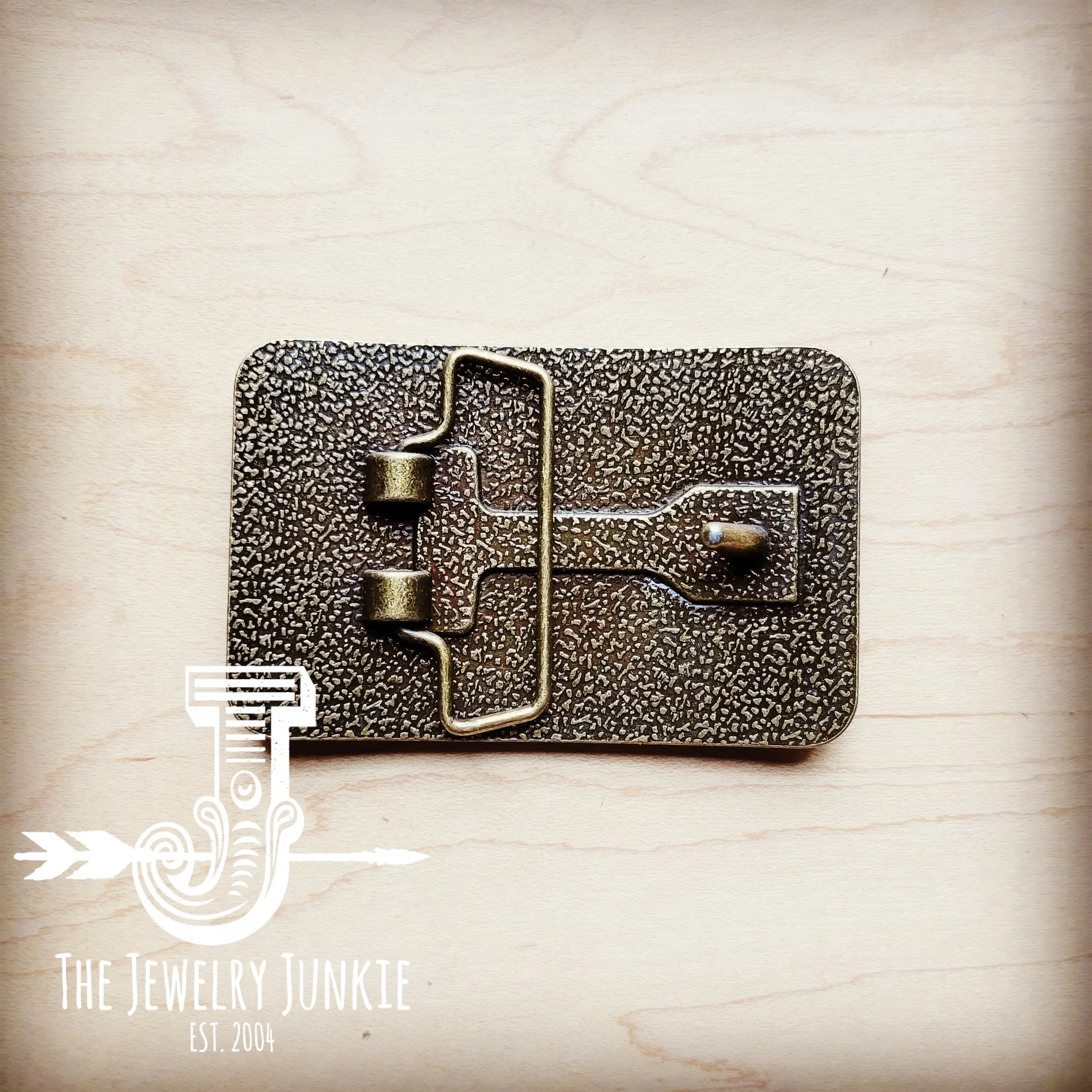 **Rectangle Leather Belt Buckle Tan Metallic Hair-on-Hide 904s