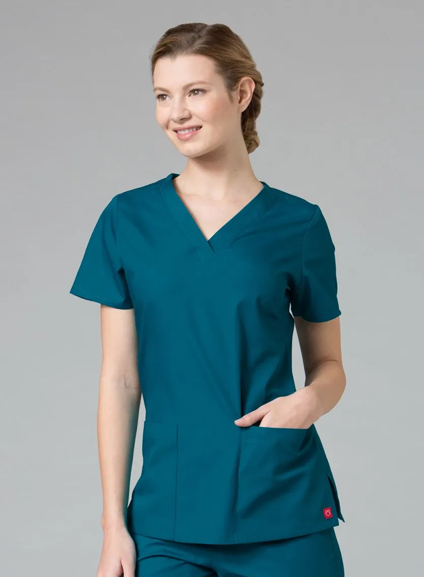 Red Panda V-Neck Two Pocket Top