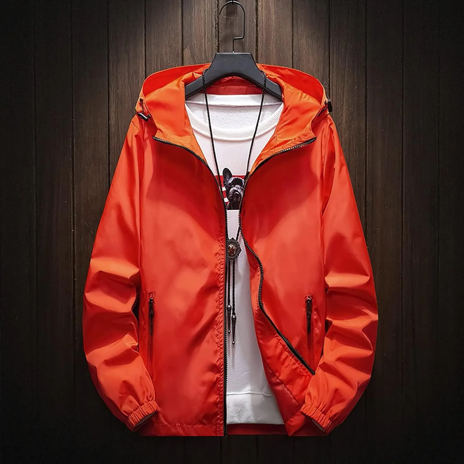 RTRDE Mens Waterproof Jacket Casual Lightweight Full Zip Windproof Anorak Hoodie Rain Jackets Windbreaker, M-7XL