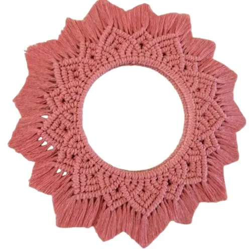 SARAS FASHION Decorative Macrame Wall Mirror, Handcrafted, 50 x 22 cm Diameter NK-02