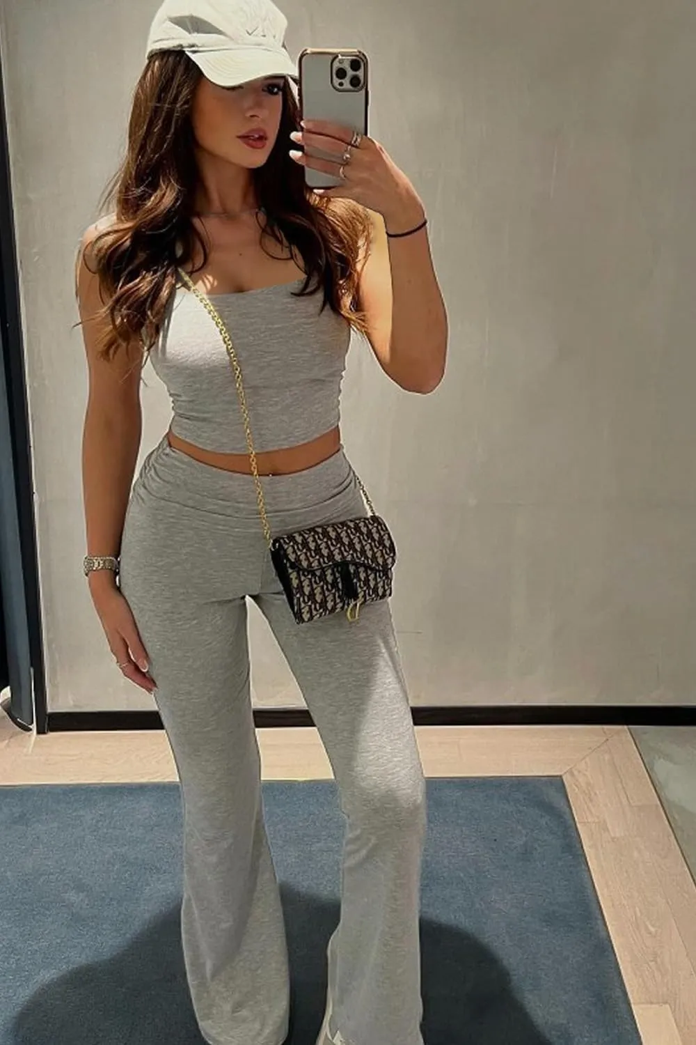 Sexy Women's 2 Piece Lounge Sets Pajama Outfits Casual Workout Crop tube Top High Waist Wide Leg Foldover Flare Pants