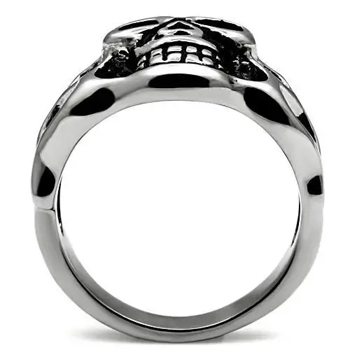 Sleek Stainless Skull Steel Ring - Timeless Elegance without Stones, Sleek Design, Unisex Fashion Ring