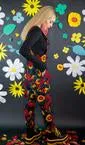 Stretch Corduroy Retro Floral Dungarees