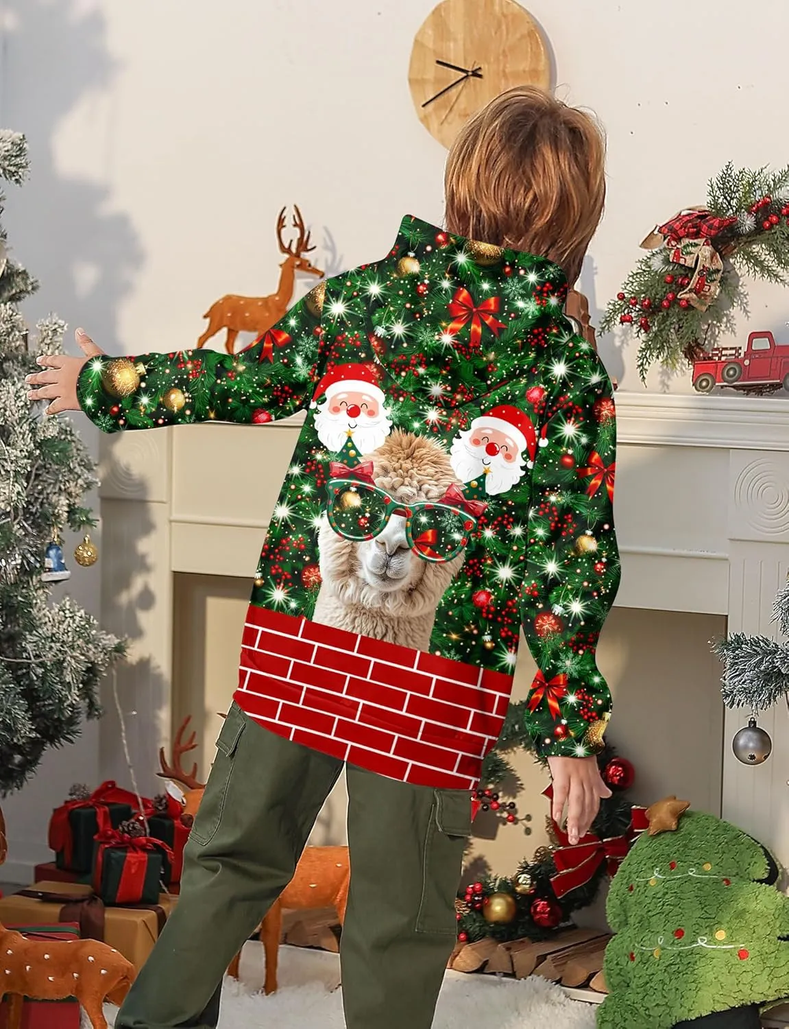Ugly Christmas Hoodies for Boys Girls Xmas Funny Novelty Cool Sweatshirt Pullover With Pocket Size 6-16