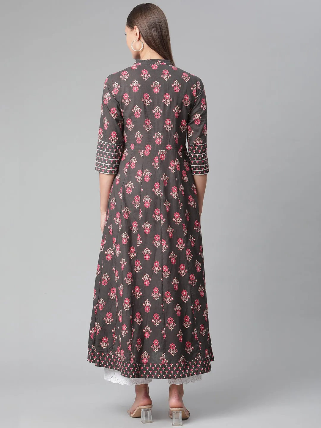 Women'S Brownish Black Anarkali Kurta
