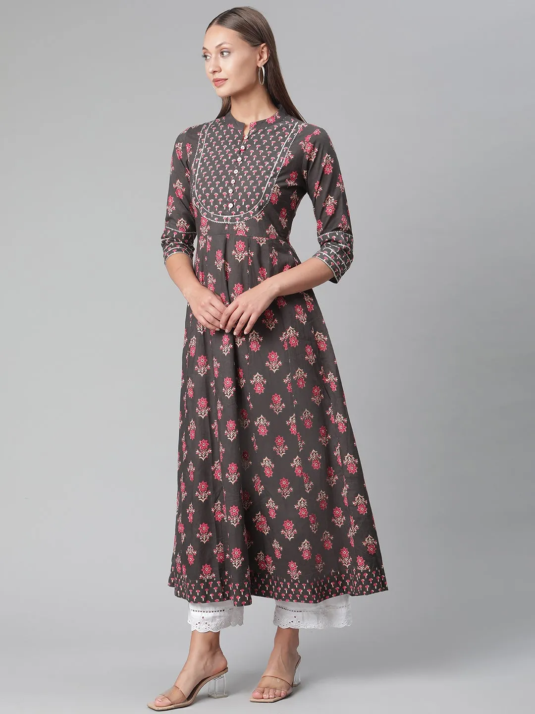 Women'S Brownish Black Anarkali Kurta