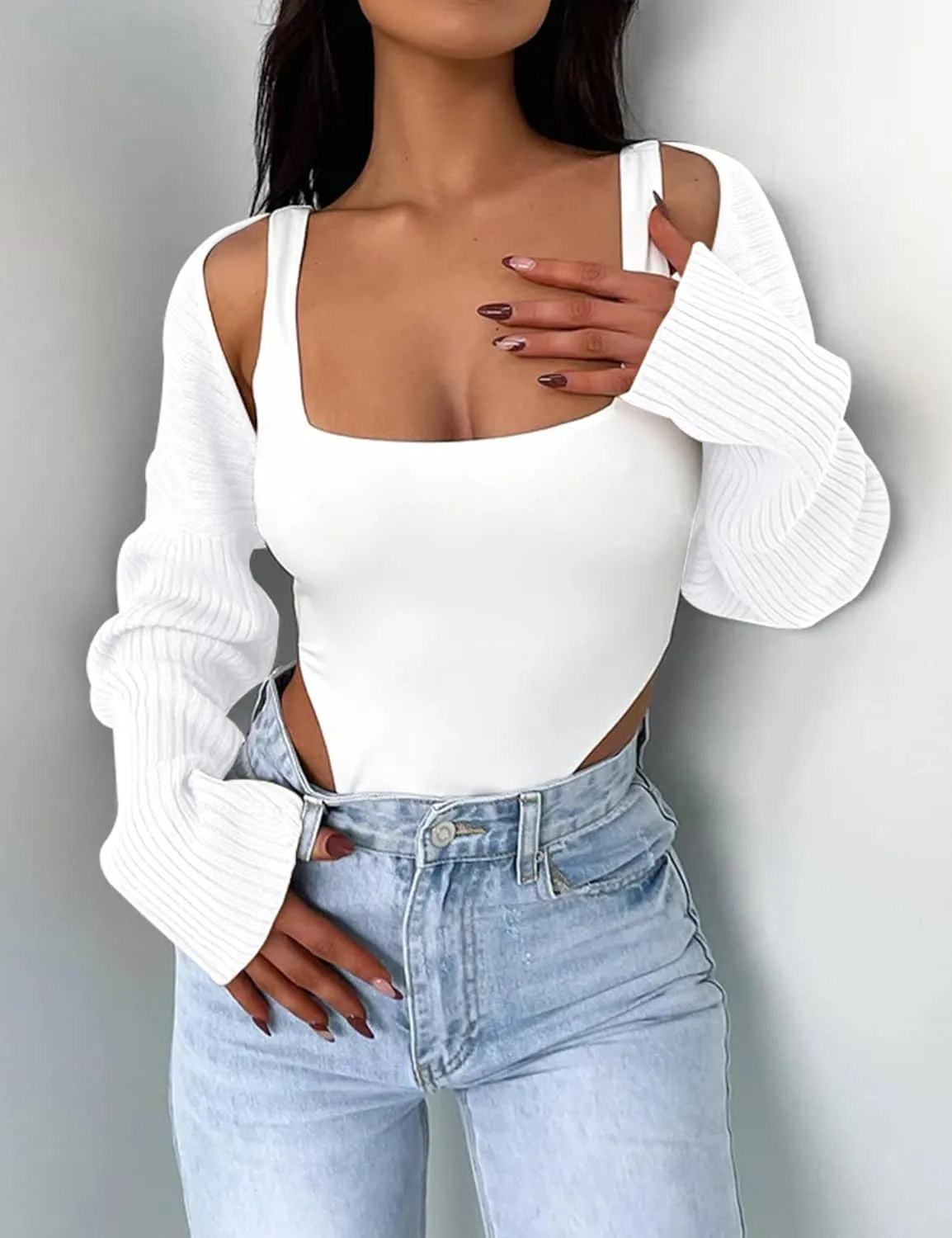 Women's Crop Cardigan 2025 Bolero Shrug Y2K Outfits Cute Top Dress Cover Up Formal Long Sleeve Sweater