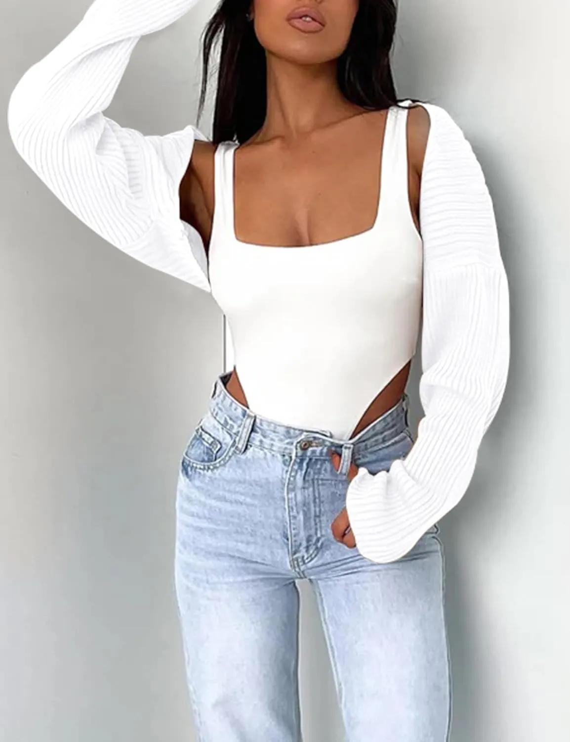 Women's Crop Cardigan 2025 Bolero Shrug Y2K Outfits Cute Top Dress Cover Up Formal Long Sleeve Sweater