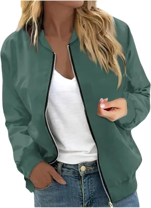 Womens Fashion Fall Bomber Jacket Casual Lightweight Coat Dressy Floral Printed Zip Up Outwear Gifts for Women