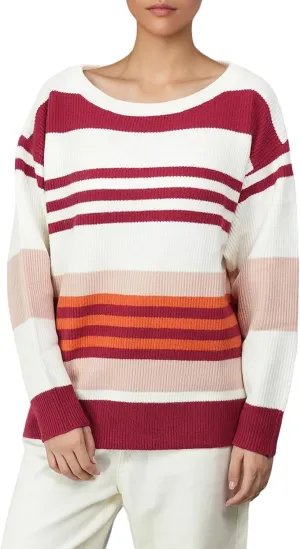 Women's Luxurious Striped Sweater Cozy-Chic Off Shoulder Pullover Buttery Soft Knitwear for Date Nights & Coffee Runs